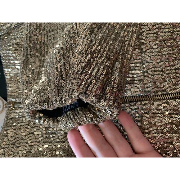 Zara womens small gold sequin mini dress new festive swift puff blogger - Picture 5 of 9